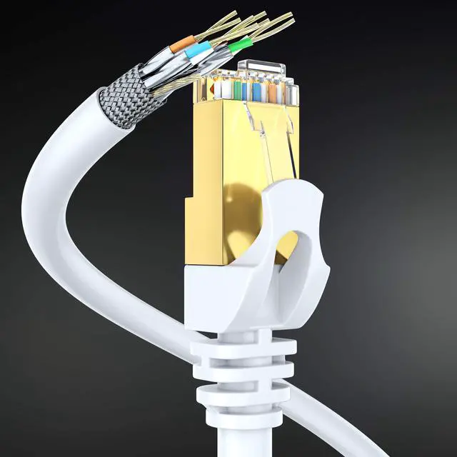 Alt view image 4 of 5 - Cat 7 Ethernet Cable 75 ft - High-Speed Cat7 Internet & Network LAN Patch Cables, RJ45 Connectors - Perfect for Gaming, Streaming, and More (White)