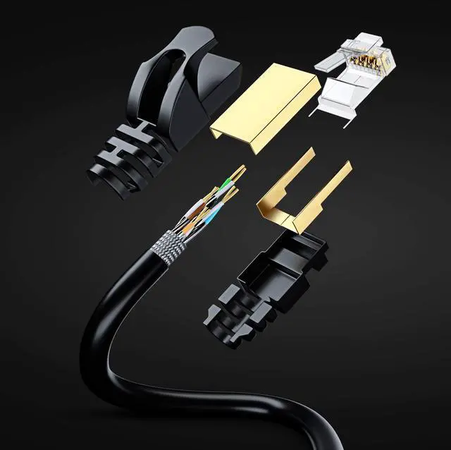 Alt view image 2 of 5 - Cat 7 Ethernet Cable 20 ft - (2 Pack) High-Speed Cat7 Internet & Network LAN Patch Cables, RJ45 Connectors - Perfect for Gaming, Streaming, and More (Black and White)