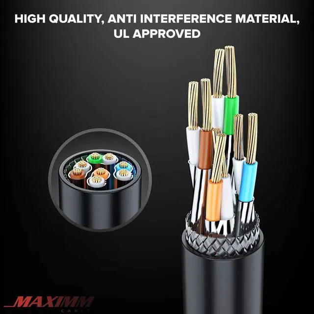Alt view image 3 of 5 - Cat 7 Ethernet Cable 20 ft - (2 Pack) High-Speed Cat7 Internet & Network LAN Patch Cables, RJ45 Connectors - Perfect for Gaming, Streaming, and More (Black and White)