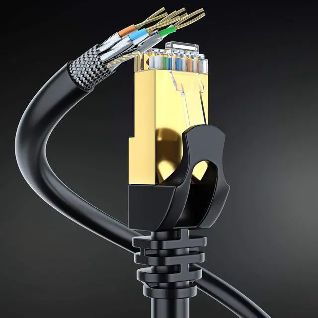 Alt view image 4 of 5 - Cat 7 Ethernet Cable 20 ft - (2 Pack) High-Speed Cat7 Internet & Network LAN Patch Cables, RJ45 Connectors - Perfect for Gaming, Streaming, and More (Black and White)