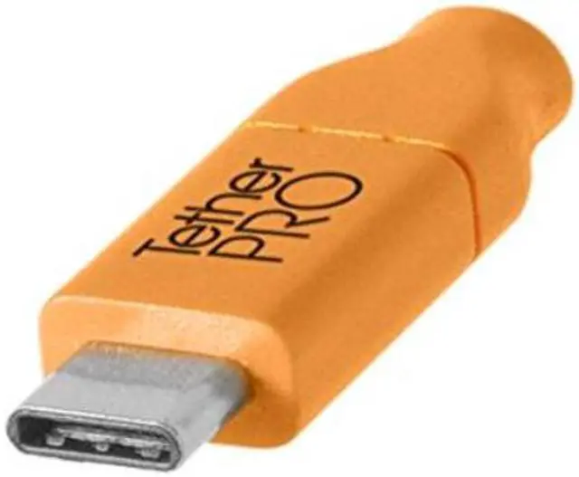 Alt view image 2 of 4 - Tether Tools TetherPro USB-C to USB 2.0 Mini-B 8-Pin Cable | for Fast Transfer and Connection Between Camera and Computer | High Visibility Orange | 15 Feet (4.6 m