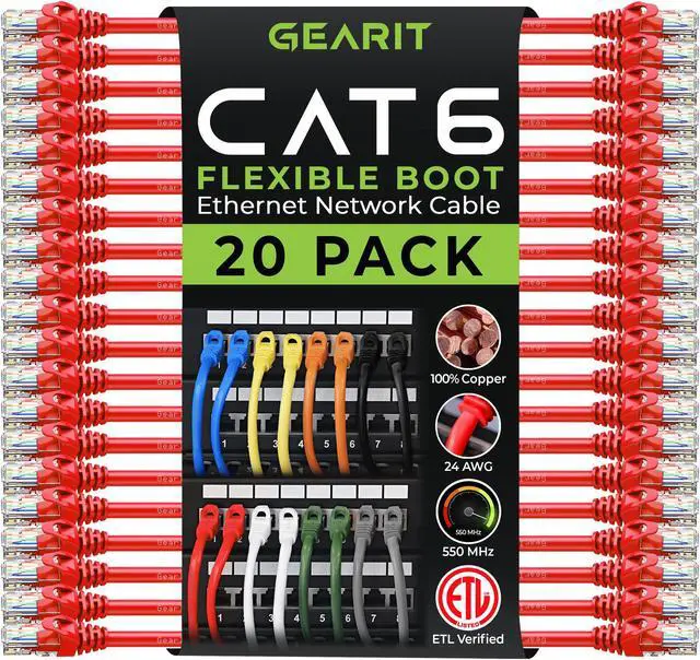 Main image of GEARit Cat6 Cable 1 ft - Cat6 Ethernet Cable, Cat 6 Ethernet Cable, Cat6 Patch Cable, Cat 6 Patch Cable, Cat 6 Cable, Network Cable, Internet Cable - Red 1 Foot