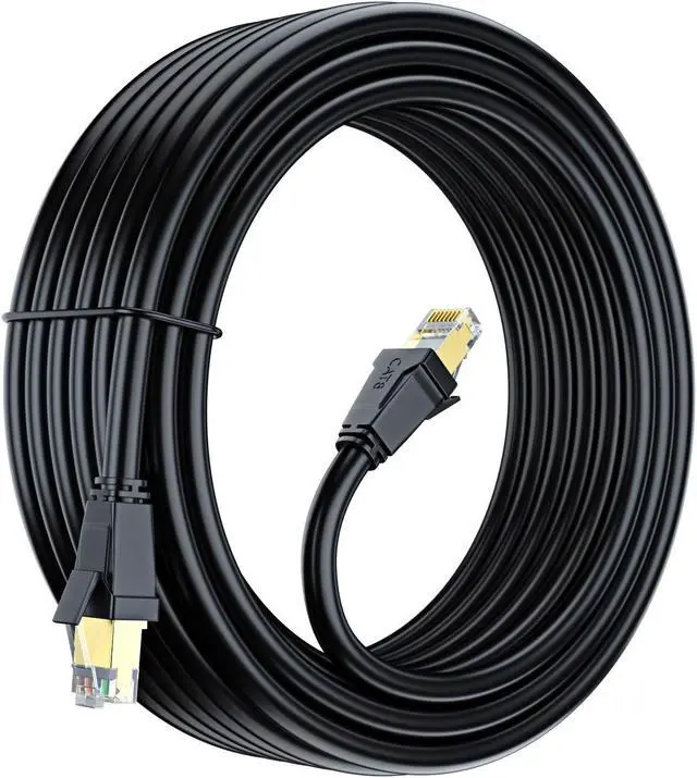 Main image of Cat 8 Ethernet Cable 50 ft, Ethernet Cable with Gold-Plated RJ45 Connector, Cat 8 Network Cable, LAN Internet Cable for Modems, Routers, Network Switch, High Speed Ethernet Cable (Black)