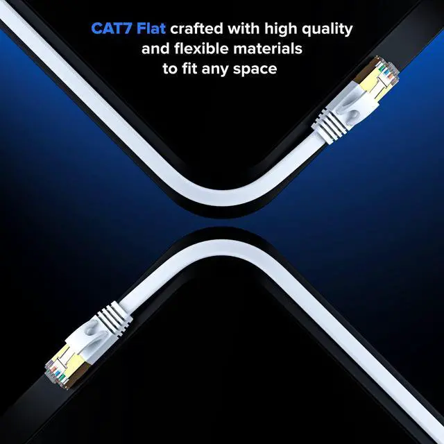 Alt view image 4 of 5 - Cat 7 Ethernet Cable 100 ft - with a Flat, Space-Saving Design High-Speed Internet & Network LAN Patch Cable, RJ45 Connectors - 100ft / White / 2 Pack - Perfect for Gaming, Streaming, and More