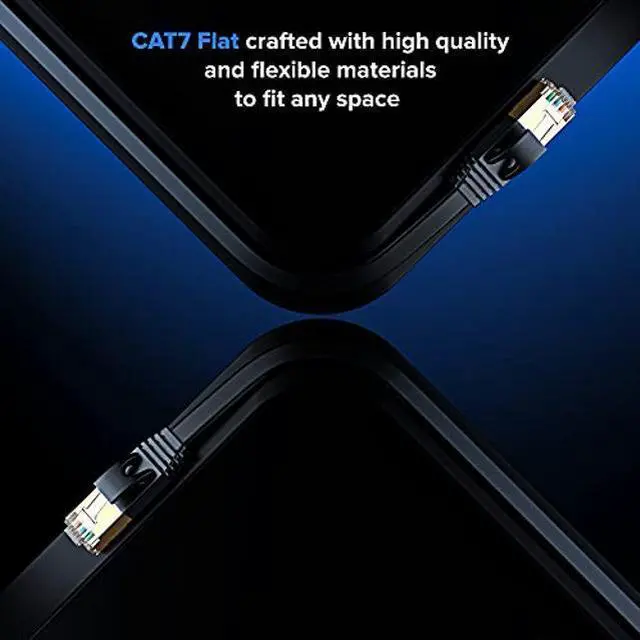 Alt view image 4 of 5 - Cat 7 Ethernet Cable 100 ft - with a Flat, Space-Saving Design High-Speed Internet Network LAN Patch Cable, RJ45 Connectors - 100ft Black 2 Pack - Perfect for Gaming, Streaming, and More