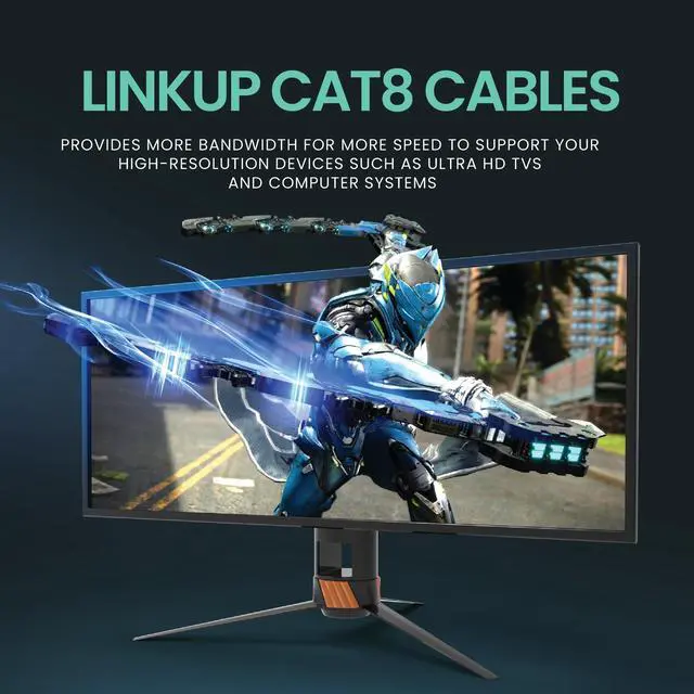 Alt view image 5 of 5 - LINKUP Cat 8 Ethernet Cable | Long Internet Cord | High Speed LAN Connection | RJ45 connectors | Use with Cat 5/ Cat 6/ Cat 7 | Optimal for Gaming