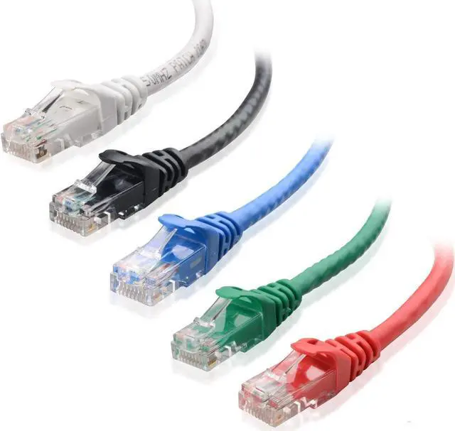 Alt view image 2 of 5 - Cable Matters 5-Color Combo Snagless Short Cat6 Ethernet Cable (Cat6 Cable, Cat 6 Cable) 3 ft & 5-Pack Snagless Short Cat6A (SSTP, SFTP) Shielded Ethernet Cable in Black