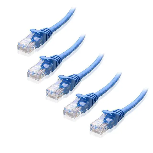 Alt view image 2 of 5 - Cable Matters 5-Pack 5-Foot Snagless Short Cat6 Ethernet Cable (Cat6 Cable, Cat 6 Cable) in Blue & 1-Pack 50-Foot Cat6 Flat Ethernet Cable in White