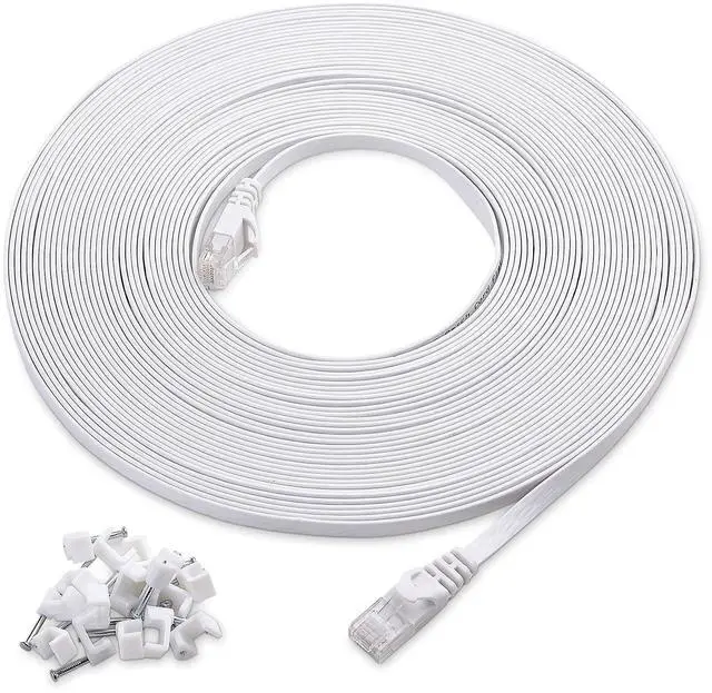 Alt view image 5 of 5 - Cable Matters 5-Pack 5-Foot Snagless Short Cat6 Ethernet Cable (Cat6 Cable, Cat 6 Cable) in Blue & 1-Pack 50-Foot Cat6 Flat Ethernet Cable in White