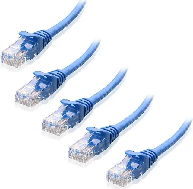 Alt view image 2 of 5 - Cable Matters 5-Pack 7-Foot Snagless Short Cat6 Ethernet Cable (Cat6 Cable, Cat 6 Cable) in Blue & 1-Pack 50-Foot Cat6 Flat Ethernet Cable in White