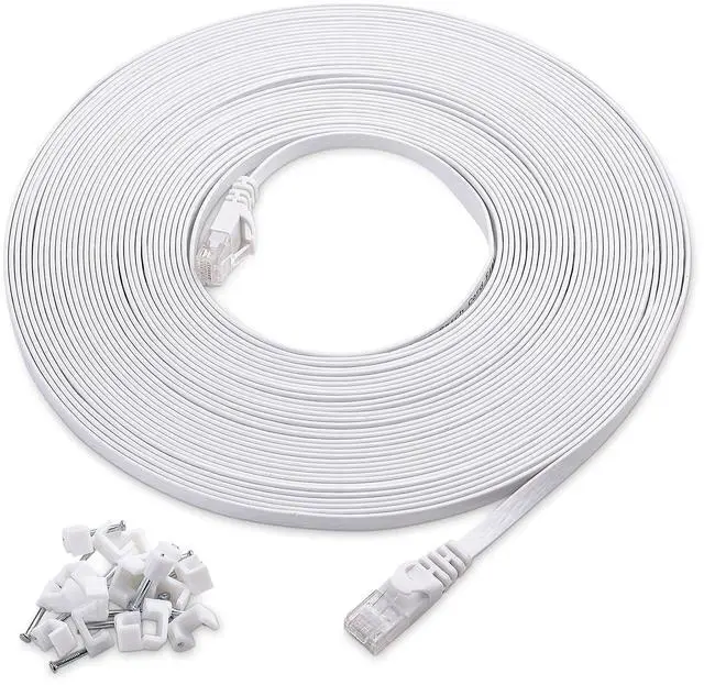 Alt view image 5 of 5 - Cable Matters Snagless Long Cat6A (SSTP, SFTP) Shielded Ethernet Cable in Black 50 ft & Cat6 Flat Ethernet Cable in White