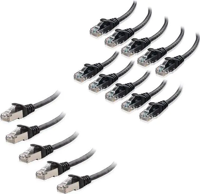 Main image of Cable Matters 10-Pack 7-Foot Snagless Short Cat6 Ethernet Cable (Cat6 Cable, Cat 6 Cable) in Black & 5-Pack 10-Foot Snagless Cat 6a, Cat6a (SSTP, SFTP) Shielded Ethernet Cable
