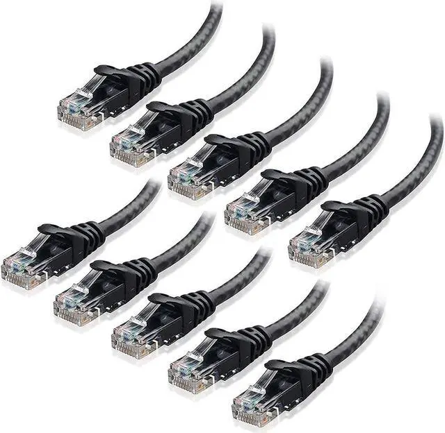 Alt view image 2 of 5 - Cable Matters 10-Pack 7-Foot Snagless Short Cat6 Ethernet Cable (Cat6 Cable, Cat 6 Cable) in Black & 5-Pack 10-Foot Snagless Cat 6a, Cat6a (SSTP, SFTP) Shielded Ethernet Cable