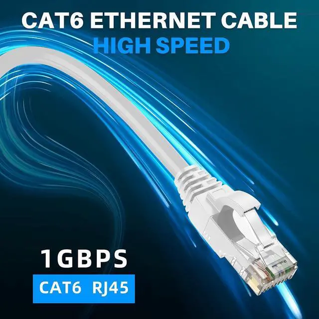 Alt view image 5 of 5 - Adoreen Cat 6 Ethernet Cable 200 Ft-White, Outdoor & Indoor Snagless Long Round RJ45 Network Cable, POE, Soft Flexible Gbps Internet LAN Computer Patch Cord for Router Modem Switch Fast Gaming+ Ties