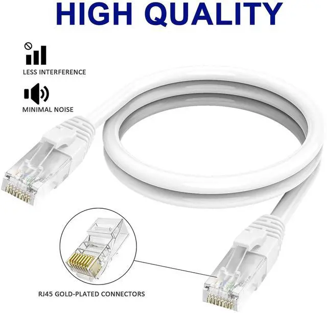 Alt view image 3 of 5 - Adoreen Cat 6 Ethernet Cable 150 Ft-White, Outdoor & Indoor Snagless Long Round RJ45 Network Cable, POE, Soft Flexible Gbps Internet LAN Computer Patch Cord for Router Modem Switch Fast Gaming+ Ties