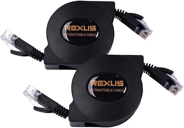 Main image of REXUS 2-Pack Retractable Cat 6 Flat Ethernet Network Cable 6.6 FT, 10 Gigabit High Speed LAN Wires Internet Patch Cable with RJ45 Connector for Xbox,PS4,Router, Modem,Switch(C6R20x2)