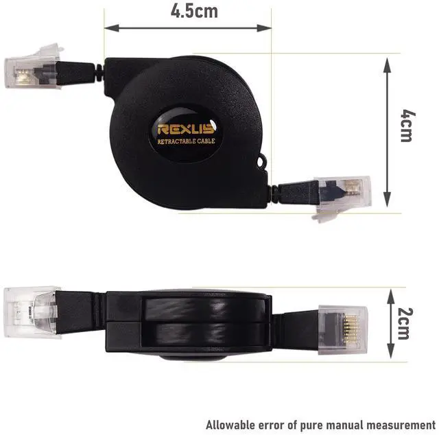 Alt view image 2 of 5 - REXUS 2-Pack Retractable Cat 6 Flat Ethernet Network Cable 6.6 FT, 10 Gigabit High Speed LAN Wires Internet Patch Cable with RJ45 Connector for Xbox,PS4,Router, Modem,Switch(C6R20x2)