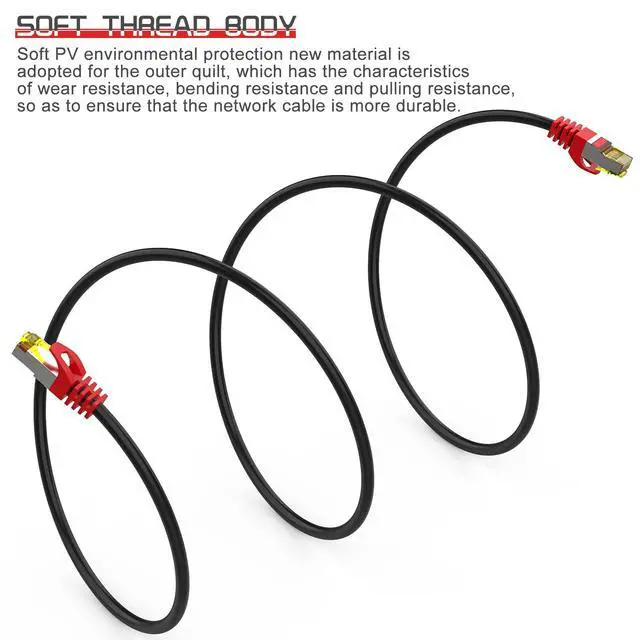 Alt view image 4 of 5 - Boahcken Cat 8 Ethernet Cable 25 ft,1.5ft 6ft 10ft 20ft 25ft 30ft 75ft 100ft 150ft 200ft Heavy Duty High Speed Network Internet Cable,26AWG 40Gbps 2000Mhz,S/FTP Indoor&Outdoor Shielded LAN Cable