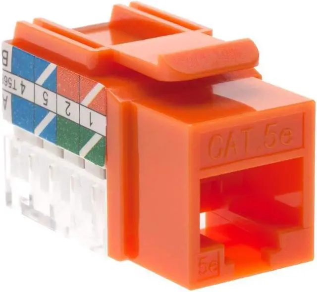 Alt view image 2 of 5 - SATMAXIMUM Cat5e Keystone Ethernet Wall Jack Punch Down UTP 45-Degree (Easier Termination Than 90-Degree), RJ45 Slim Profile Speed Termination Orange 45° Angled (30 Pack)