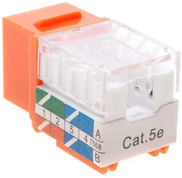 Alt view image 3 of 5 - SATMAXIMUM Cat5e Keystone Ethernet Wall Jack Punch Down UTP 45-Degree (Easier Termination Than 90-Degree), RJ45 Slim Profile Speed Termination Orange 45° Angled (30 Pack)