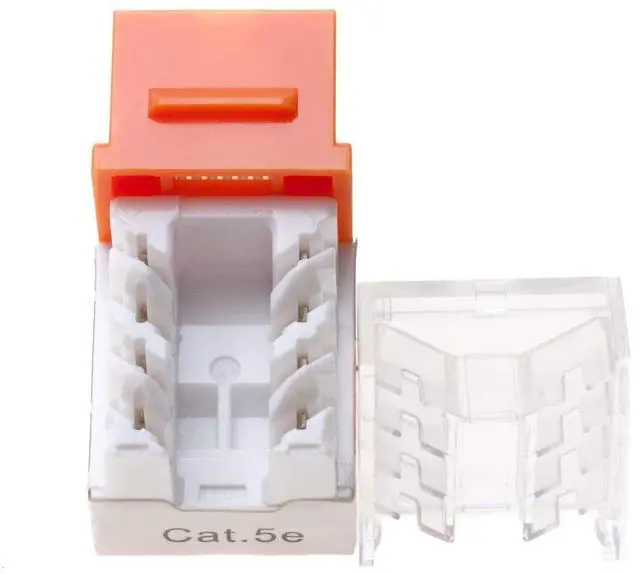 Alt view image 4 of 5 - SATMAXIMUM Cat5e Keystone Ethernet Wall Jack Punch Down UTP 45-Degree (Easier Termination Than 90-Degree), RJ45 Slim Profile Speed Termination Orange 45° Angled (30 Pack)