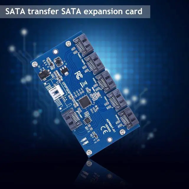 Alt view image 2 of 5 - EBTOOLS 1 to 5 Port SATA Converter Port Multiplier Riser Card Hub with DC Cable/SATA 7P Cable, Supports Hot Swap, Compatible with Hard Drive, SSD, Optical Drive, 7, Vista, 8, 10 and More