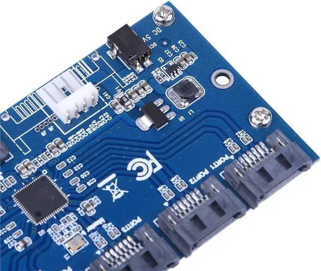 Alt view image 5 of 5 - EBTOOLS 1 to 5 Port SATA Converter Port Multiplier Riser Card Hub with DC Cable/SATA 7P Cable, Supports Hot Swap, Compatible with Hard Drive, SSD, Optical Drive, 7, Vista, 8, 10 and More
