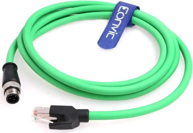 Main image of Eonvic M12 4 Pin D-Code to RJ45 Gigabit Cognex industrial Camera Network Cord CAT5 Shielded Cables (green, 1M)