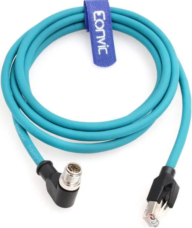 Main image of Eonvic M12 X Code 8 Pin Male Right Angle to RJ45 Cat-7e Cognex Industrial Camera Ethernet High Flex Cable 3M