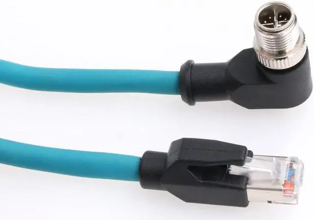 Alt view image 2 of 5 - Eonvic M12 X Code 8 Pin Male Right Angle to RJ45 Cat-7e Cognex Industrial Camera Ethernet High Flex Cable 3M