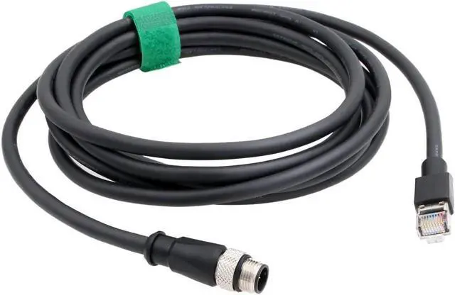 Main image of HangTon M12 Ethernet Cable for Cognex Vision Camera Barcode Reader Checker 4G Omron MicroHawk V430-F, 8 Pin A-Coded to RJ45 CAT6 Network PLC 1M