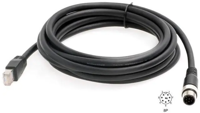 Alt view image 4 of 4 - HangTon M12 Ethernet Cable for Cognex Vision Camera Barcode Reader Checker 4G Omron MicroHawk V430-F, 8 Pin A-Coded to RJ45 CAT6 Network PLC 1M