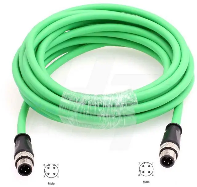 Alt view image 2 of 5 - HangTon Ethernet Camera M12 4 Pin D Code Male to M12 4 Pin D Code Male Cable for Industrial Application Network CAT5e Shielded Flexible 1m