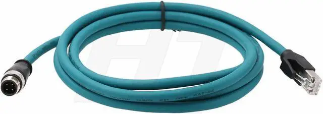 Main image of HangTon Ethernet CAT5e Cable M12 4 Pin D-Code to RJ45 for Keyence IV2, Datalogic 210N, Sick Omron Vision Sensor Barcode Reader Scanner Profinet Network Switches Control Power 2m