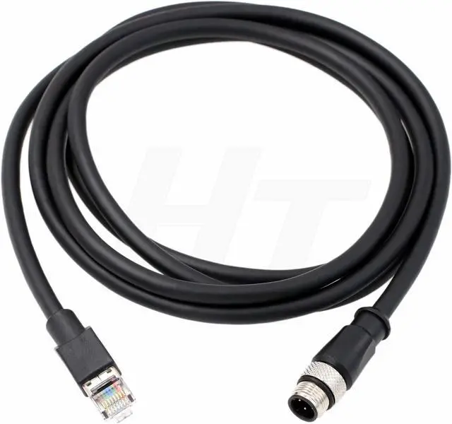 Alt view image 2 of 4 - HangTon Sensor Ethernet Cable for Keyence SR2000 Barcode Reader Industrial Automation Fieldbus, M12 D-Code 4 Pin to RJ45 Cat6 Network 5M