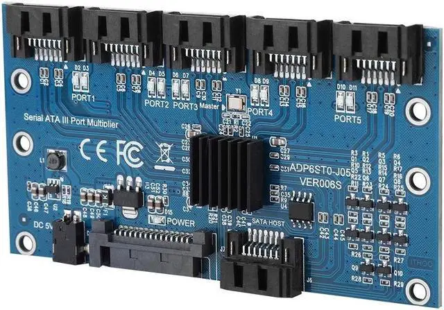 Main image of Kafuty-1 SATA3.0 1 to 5 Adapter Converter Motherboard, Hard Disk Riser Card, Multiplier SATA3.0 Expansion Card, with USB DC Power Cable, 6-Port 6.0Gbps SATA III Interface, for Win7 Win8 Win XP, etc
