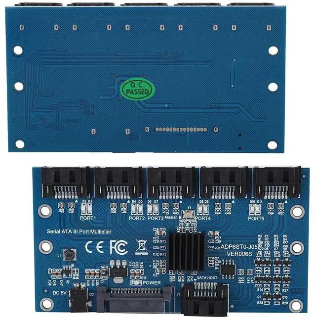 Alt view image 4 of 5 - Kafuty-1 SATA3.0 1 to 5 Adapter Converter Motherboard, Hard Disk Riser Card, Multiplier SATA3.0 Expansion Card, with USB DC Power Cable, 6-Port 6.0Gbps SATA III Interface, for Win7 Win8 Win XP, etc