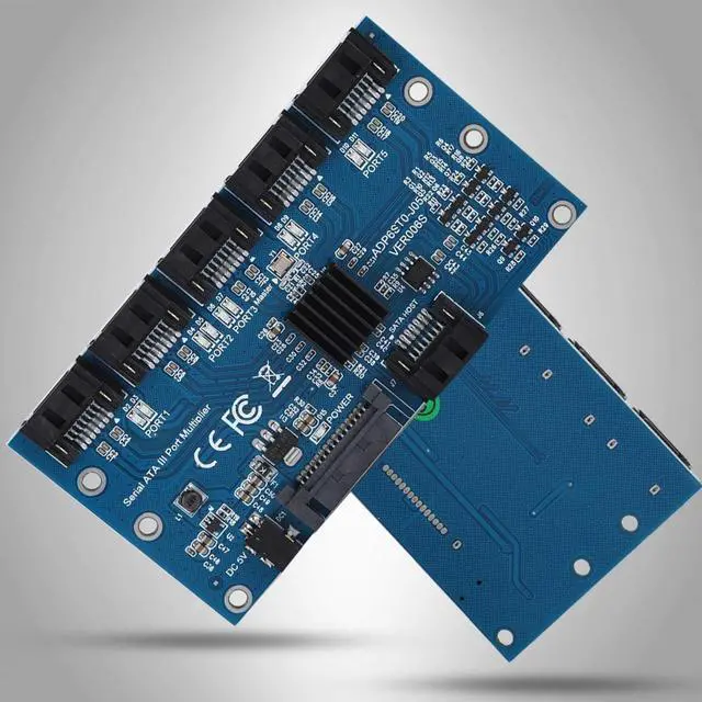 Alt view image 3 of 5 - Kafuty-1 SATA3.0 1 to 5 Adapter Converter Motherboard, Hard Disk Riser Card, Multiplier SATA3.0 Expansion Card, with USB DC Power Cable, 6-Port 6.0Gbps SATA III Interface, for Win7 Win8 Win XP, etc