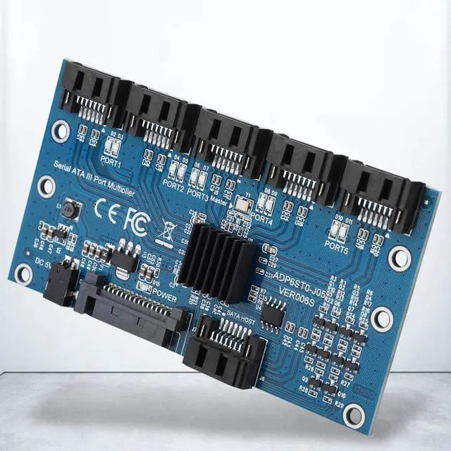 Alt view image 5 of 5 - Kafuty-1 SATA3.0 1 to 5 Adapter Converter Motherboard, Hard Disk Riser Card, Multiplier SATA3.0 Expansion Card, with USB DC Power Cable, 6-Port 6.0Gbps SATA III Interface, for Win7 Win8 Win XP, etc