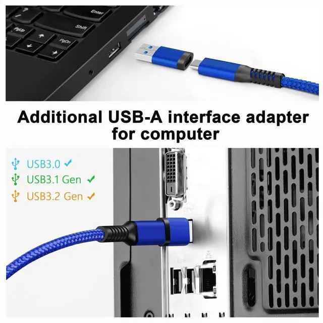 Alt view image 3 of 5 - Kuject Link Cable 20FT Compatible for Quest 3S/3, Quest 2/Pro, Pico 4, Nylon Braided Accessories for Rift S/Steam VR Games, USB 3.0 Type C to C High Speed Data Transfer Cord for Gaming PC, Blue