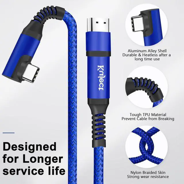 Alt view image 5 of 5 - Kuject Link Cable 20FT Compatible for Quest 3S/3, Quest 2/Pro, Pico 4, Nylon Braided Accessories for Rift S/Steam VR Games, USB 3.0 Type C to C High Speed Data Transfer Cord for Gaming PC, Blue