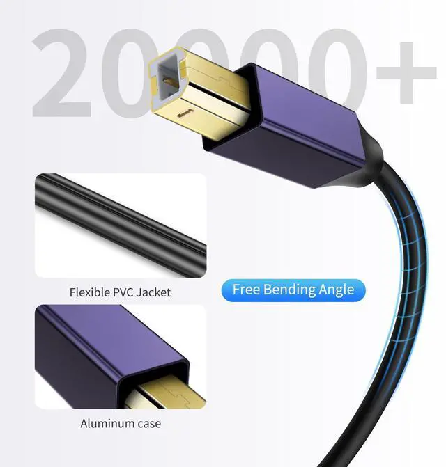 Alt view image 3 of 5 - LDKCOK Active USB 2.0 Printer Cable 60ft - A-Male to B-Male High Speed Printer/Scanner/Repeater Cable for HP, Canon, Epson, Dell, Samsung etc