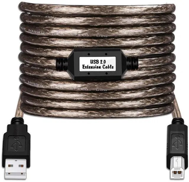 Main image of LDKCOK Active USB 2.0 Printer Cable 60ft - A-Male to B-Male High Speed Printer/Scanner/Repeater Cable for HP, Canon, Lexmark, Epson, Dell, Samsung etc