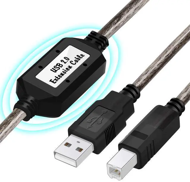 Alt view image 2 of 5 - LDKCOK Active USB 2.0 Printer Cable 60ft - A-Male to B-Male High Speed Printer/Scanner/Repeater Cable for HP, Canon, Lexmark, Epson, Dell, Samsung etc
