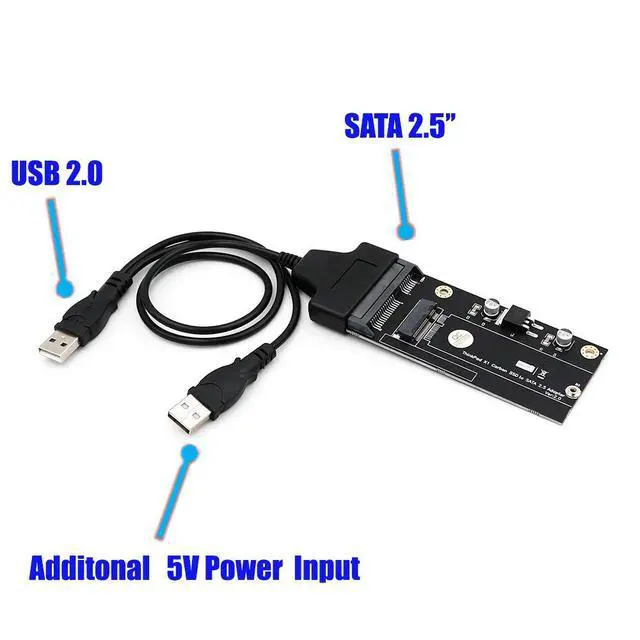 Alt view image 2 of 4 - Mustpoint 20+6 Pin SSD to SATA 2.5 or USB Adapter with USB 2.0 Cable for Thinkpad Lenovo X1 Carbon