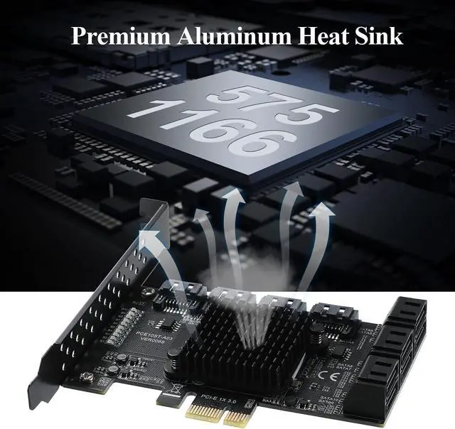 Alt view image 2 of 5 - MZHOU PCI-E 1X Interface 3.0 10 Port SATA Card with 10 SATA Cables & SATA Power Splitter Cable and Low Profile Bracket - 6Gbps SATA 3.0 PCIe Card,Support 10 Port SATA 3.0 Devices.