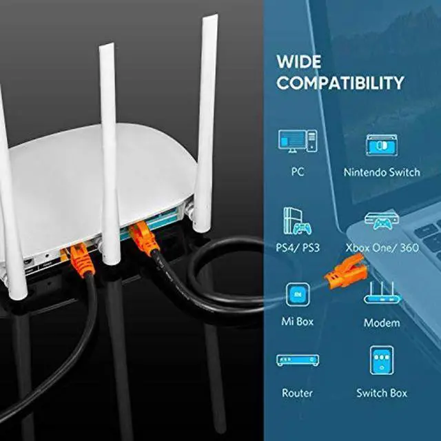 Alt view image 4 of 5 - NC XQIN Cat 8 Ethernet Cable 75 ft Cat8 26AWG RJ45 Network Patch Cable 40Gpbs/2000Mhz LAN Wire Cable Cord Shielded for Modem, Router, PC, Mac, Laptop, PS2, PS3, PS4, Xbox, and Xbox 360. Red