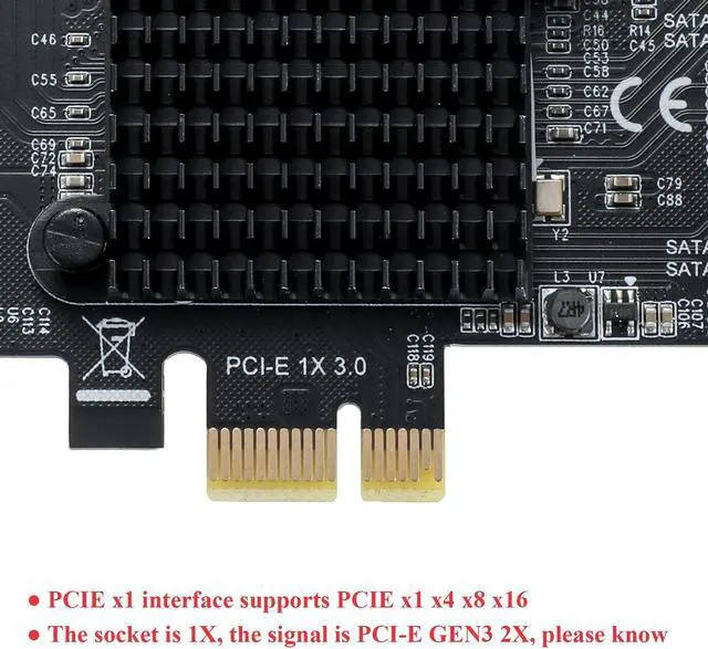 Alt view image 5 of 5 - MZHOU PCI-E 1X Interface 3.0 10 Port SATA Card with 10 SATA Cables & SATA Power Splitter Cable and Low Profile Bracket - 6Gbps SATA 3.0 PCIe Card,Support 10 Port SATA 3.0 Devices.