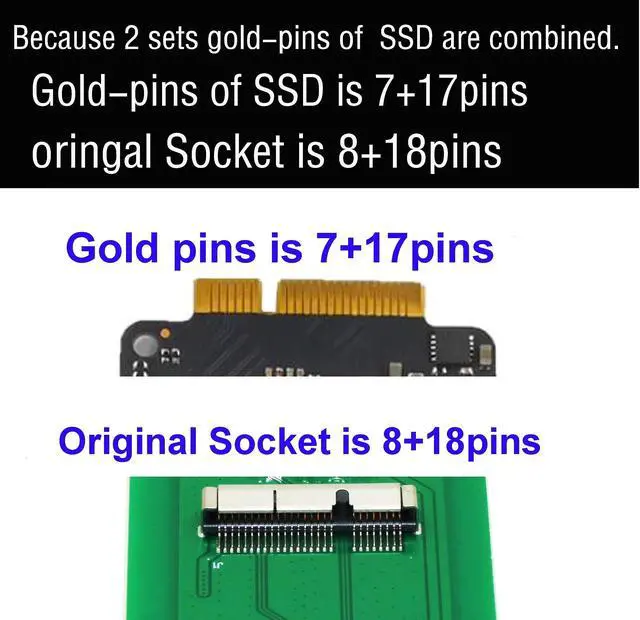 Alt view image 2 of 5 - Sintech 26pin to SATA Adapter with USB3.0/Type C SATA Cable,Compatible with SSD from MacBook Air Pro 2012 Year (NOT fit SSD from 2013-2015 Year)