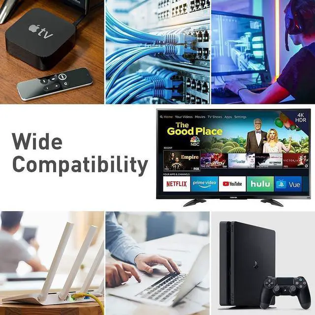 Alt view image 5 of 5 - Cat8 Ethernet Cable (10ft + Flat 50ft), Outdoor&Indoor, Heavy Duty High Speed 26AWG Cat8 LAN Network Cable 40Gbps, 2000Mhz with Gold Plated RJ45 Connector, Weatherproof S/FTP UV Resistant for Router